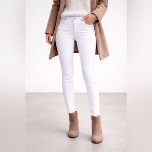 MOTHER The Looker White Skinny Jeans | Mid Rise Stretch Denim Ankle Pants
